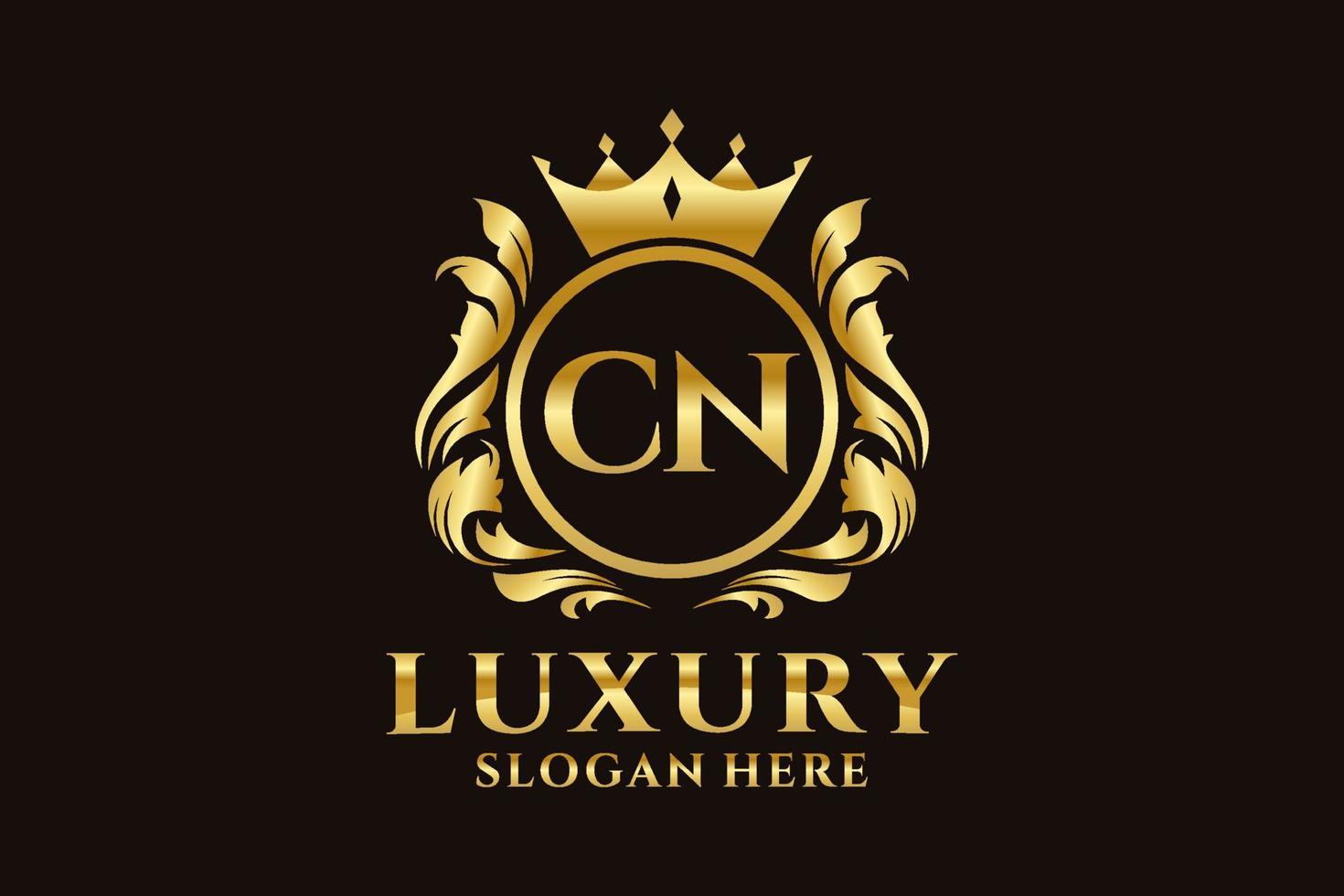 Initial CN Letter Royal Luxury Logo template in vector art for luxurious branding projects and other vector illustration.