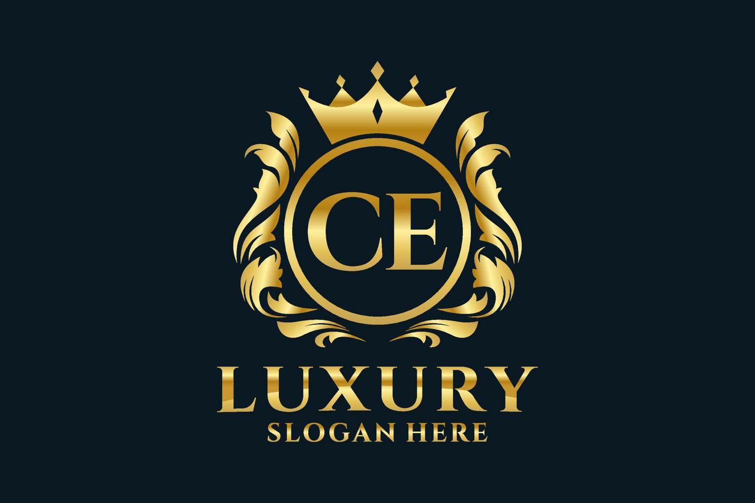 Initial CE Letter Royal Luxury Logo template in vector art for luxurious branding projects and other vector illustration.