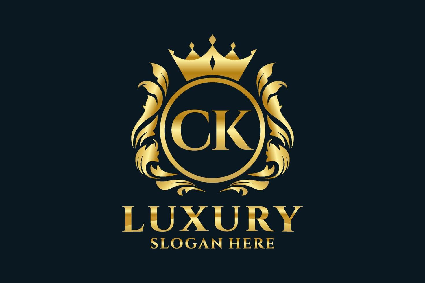 Initial CK Letter Royal Luxury Logo template in vector art for luxurious branding projects and other vector illustration.