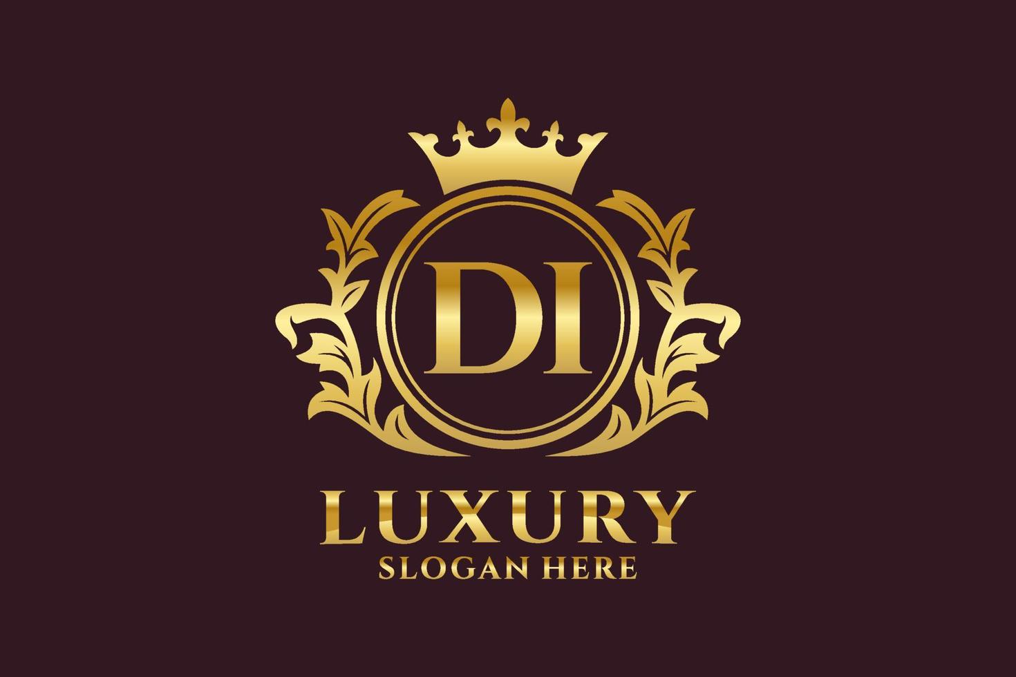 Initial DI Letter Royal Luxury Logo template in vector art for luxurious branding projects and other vector illustration.