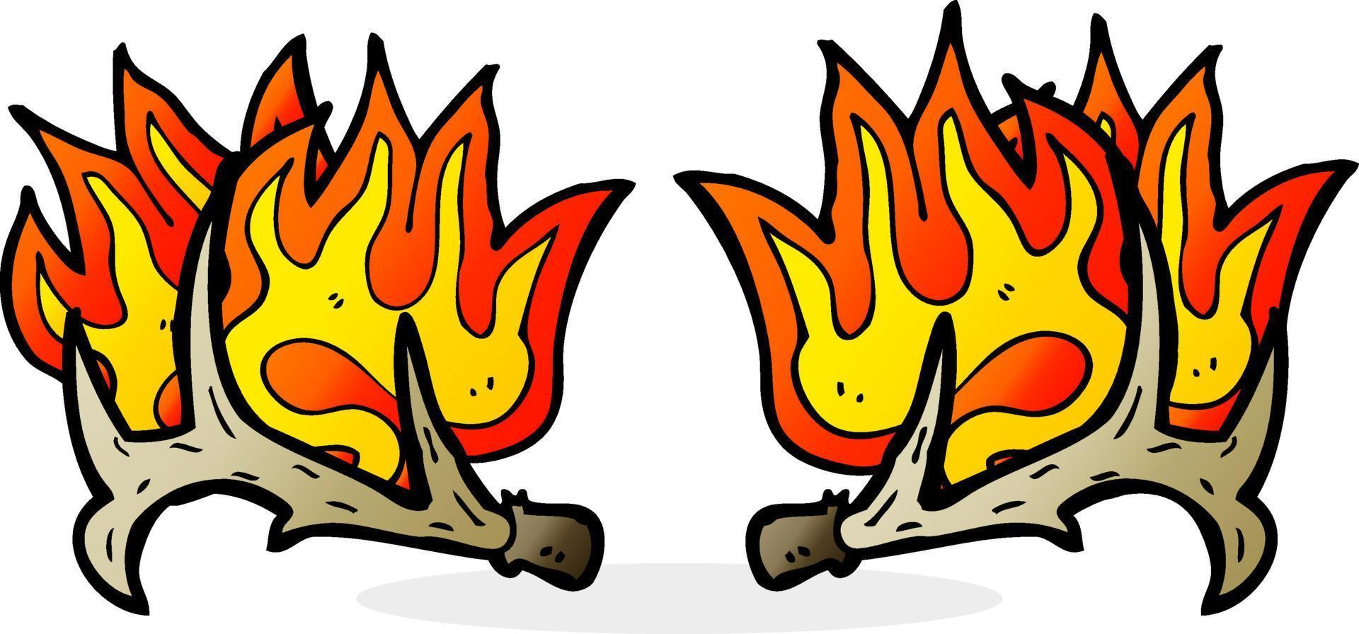 cartoon flaming antlers vector