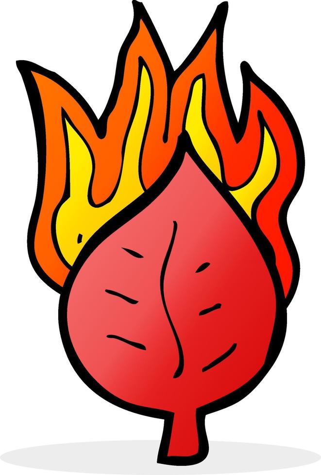 cartoon leaf on fire symbol vector