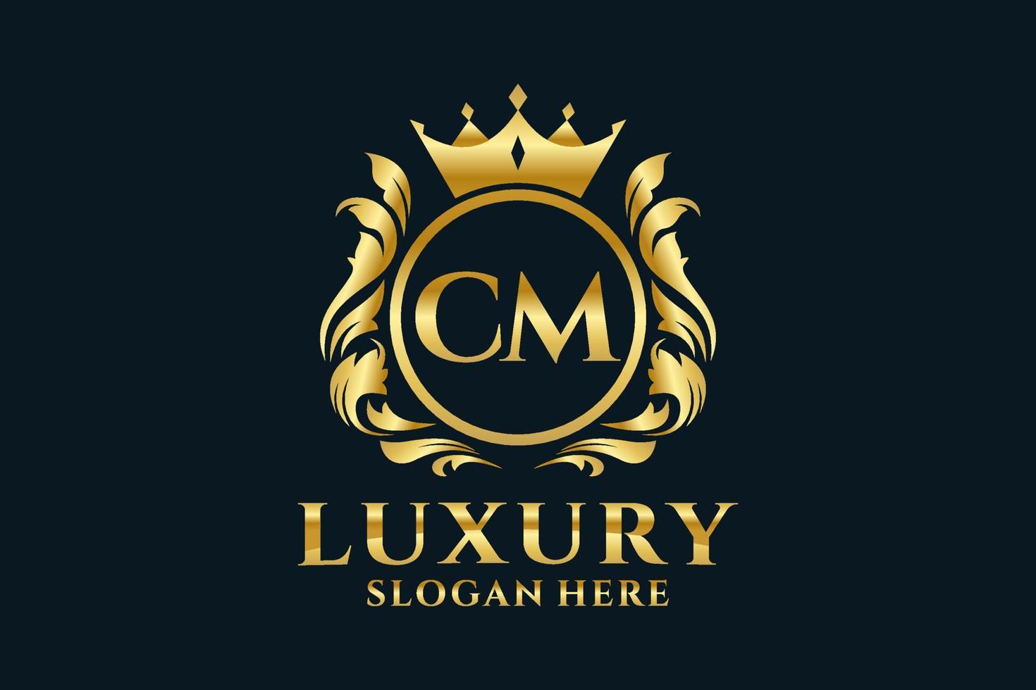 Initial CM Letter Royal Luxury Logo template in vector art for luxurious branding projects and other vector illustration.