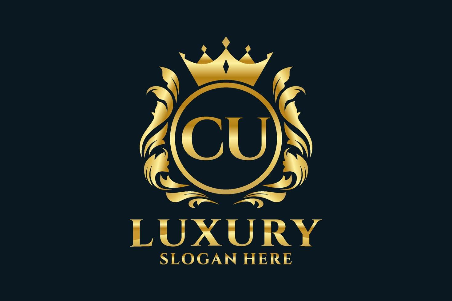 Initial CU Letter Royal Luxury Logo template in vector art for luxurious branding projects and other vector illustration.