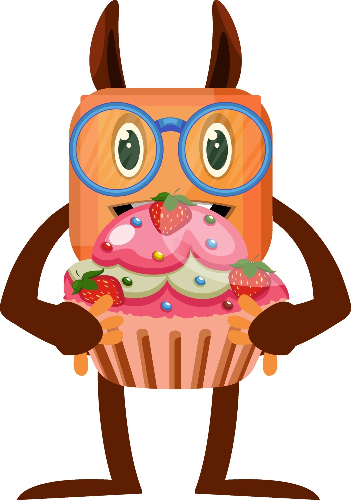 Monster with cake, illustration, vector on white background. 12267339