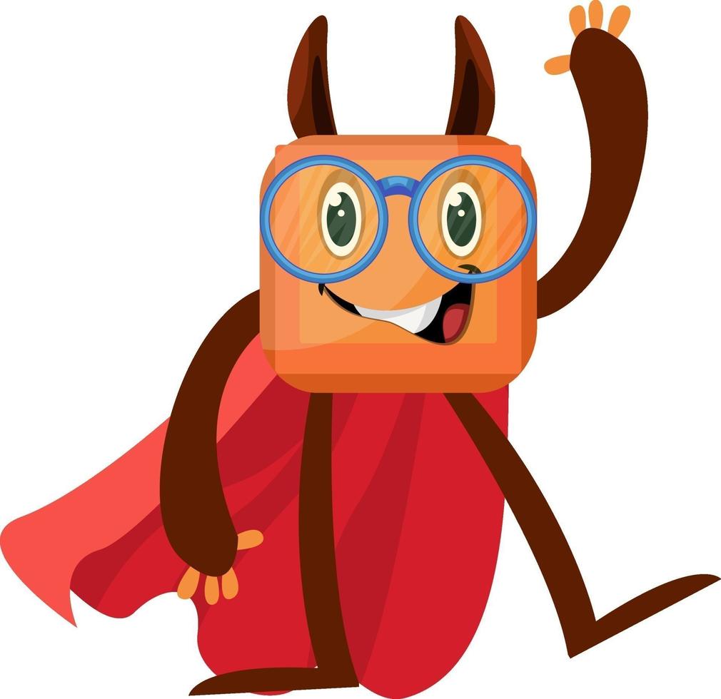 Monster with red cape, illustration, vector on white background.