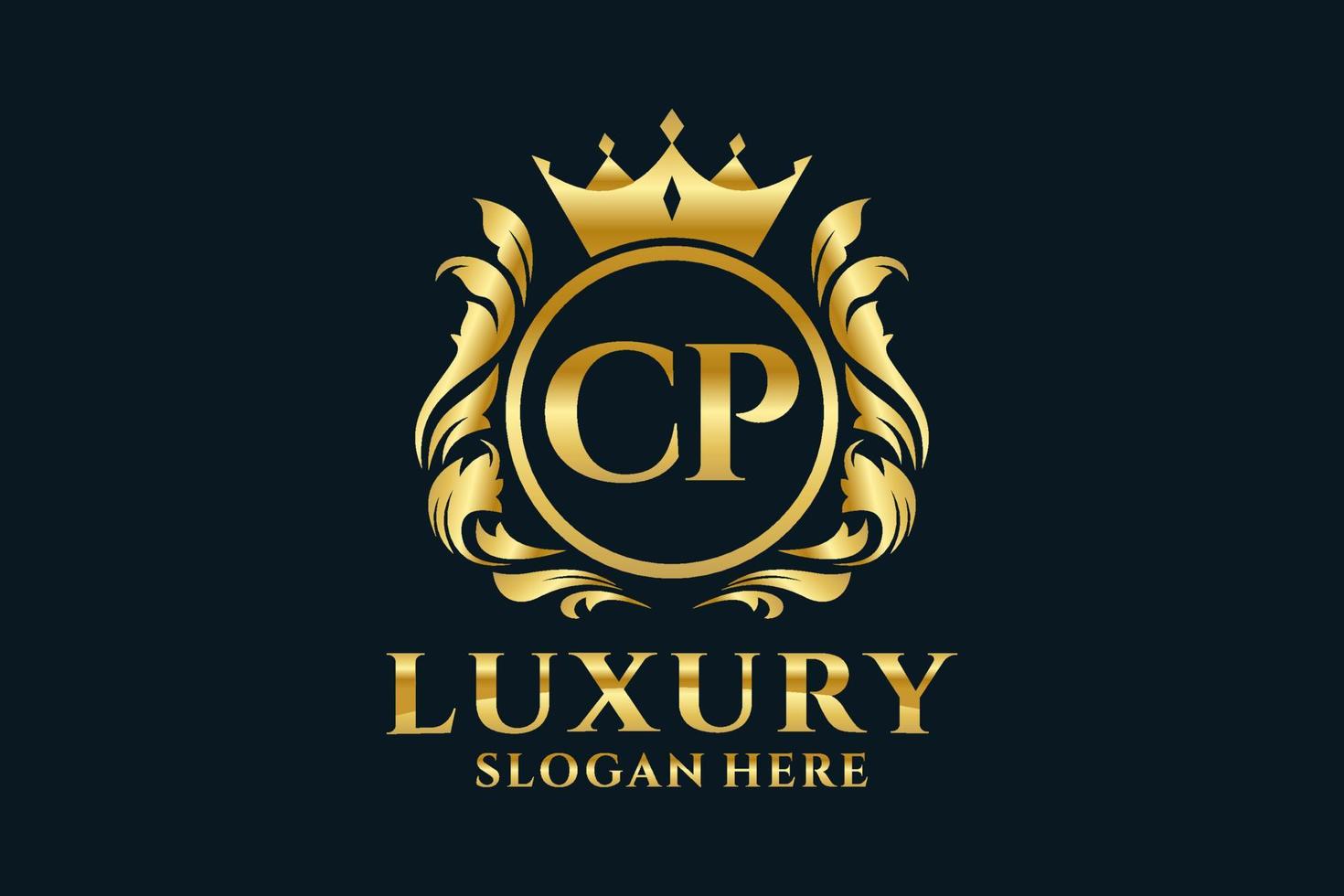 Initial CP Letter Royal Luxury Logo template in vector art for luxurious branding projects and other vector illustration.