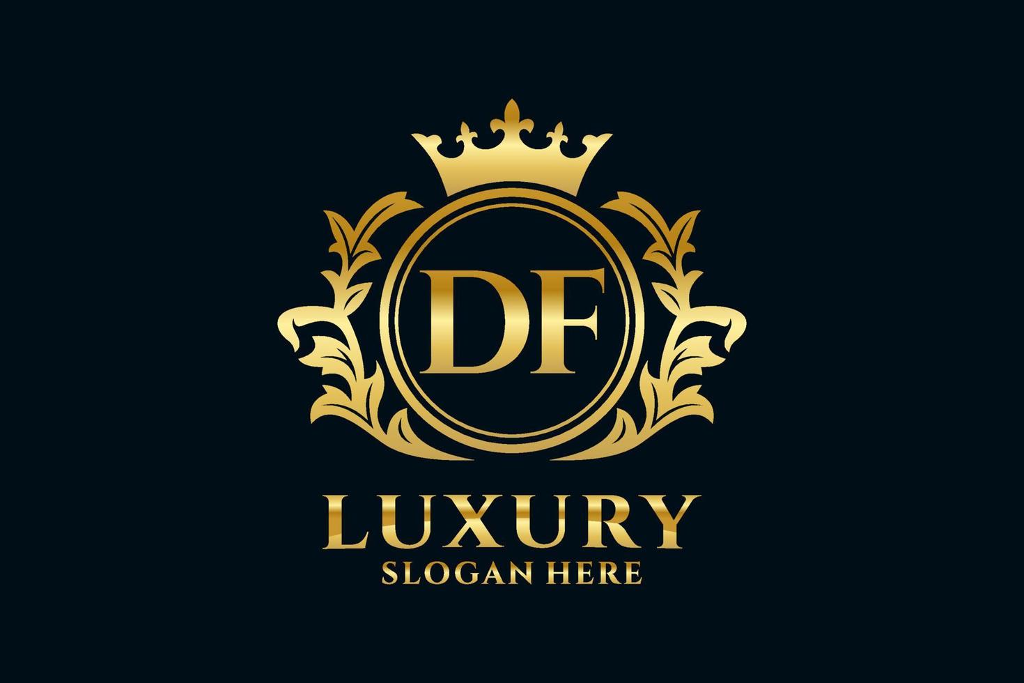 Initial DF Letter Royal Luxury Logo template in vector art for luxurious branding projects and other vector illustration.