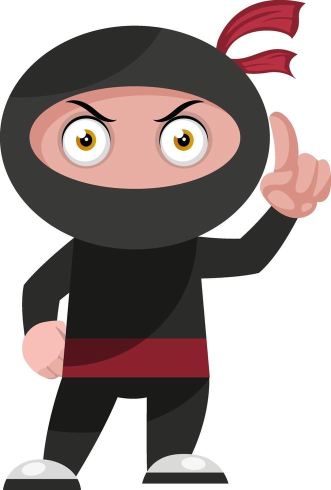 ninja está listo, ilustración, vector sobre fondo blanco.