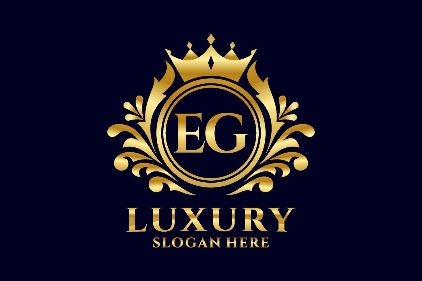 Initial EG Letter Royal Luxury Logo template in vector art for luxurious branding projects and other vector illustration.