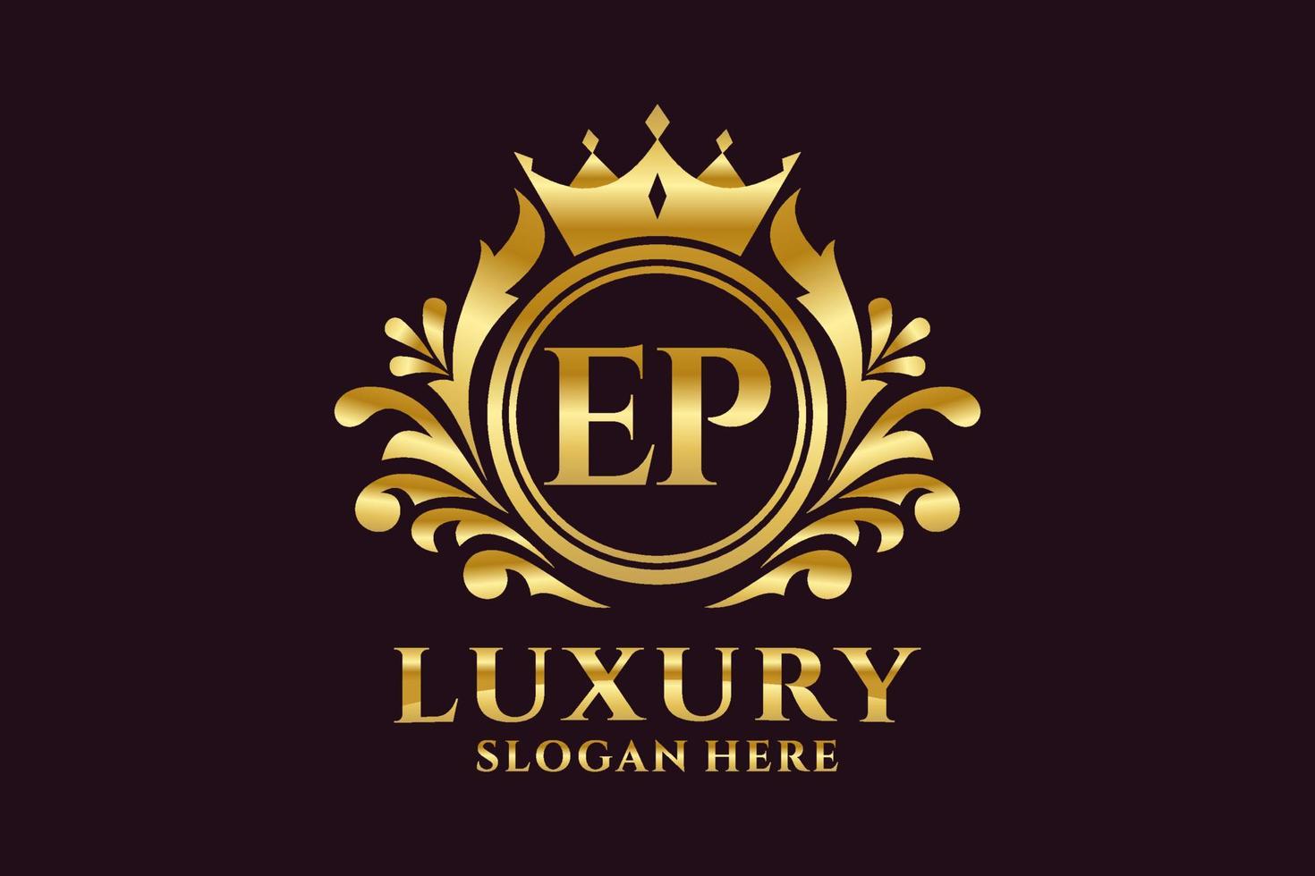 Initial EP Letter Royal Luxury Logo template in vector art for luxurious branding projects and other vector illustration.