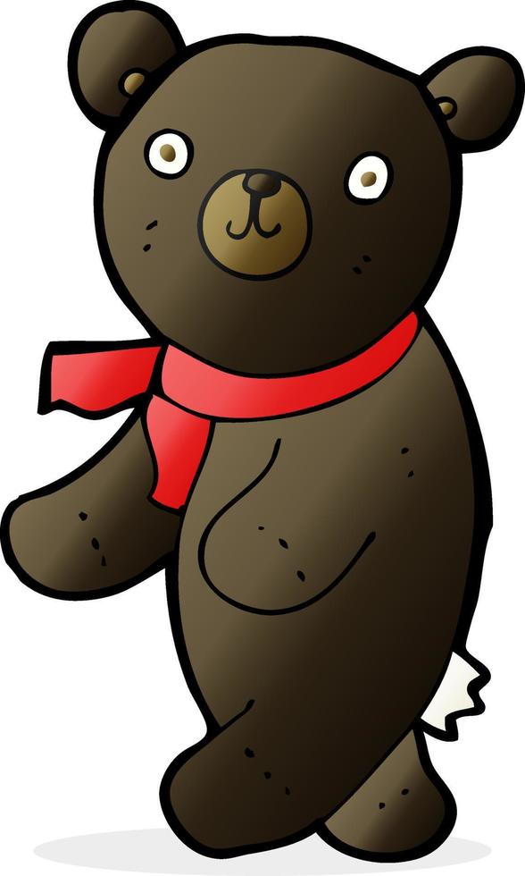 lindo oso de peluche negro de dibujos animados vector