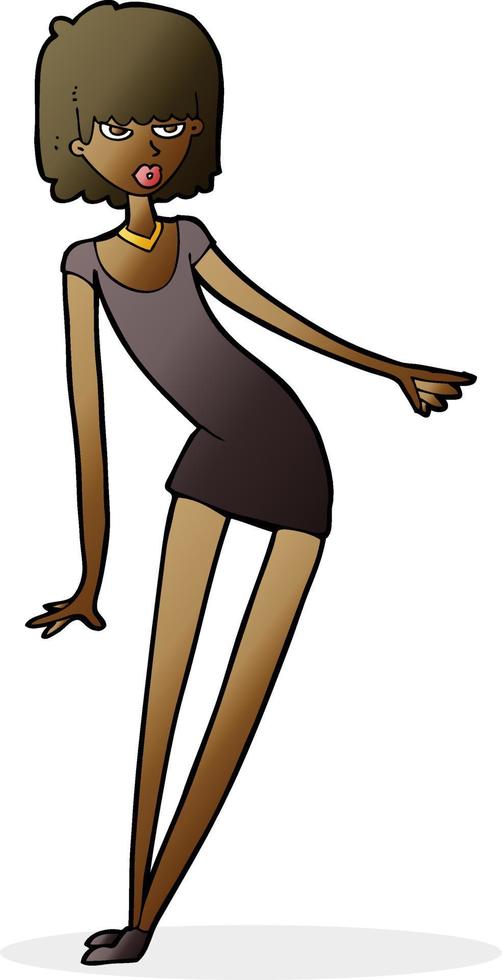 cartoon woman in dress leaning vector