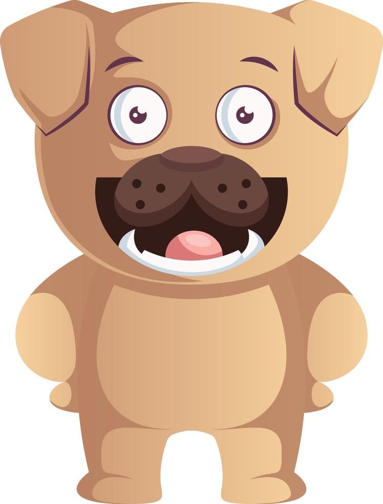 Pug is happy, illustration, vector on white background.