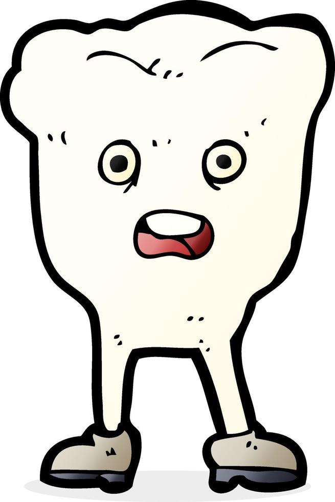 cartoon tooth looking afraid vector