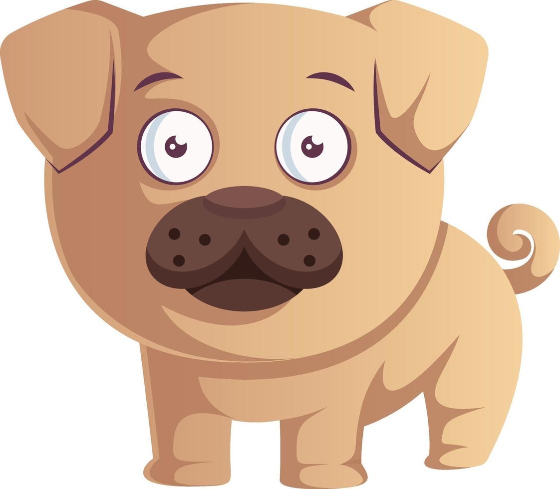 pug está conmocionado, ilustración, vector sobre fondo blanco.