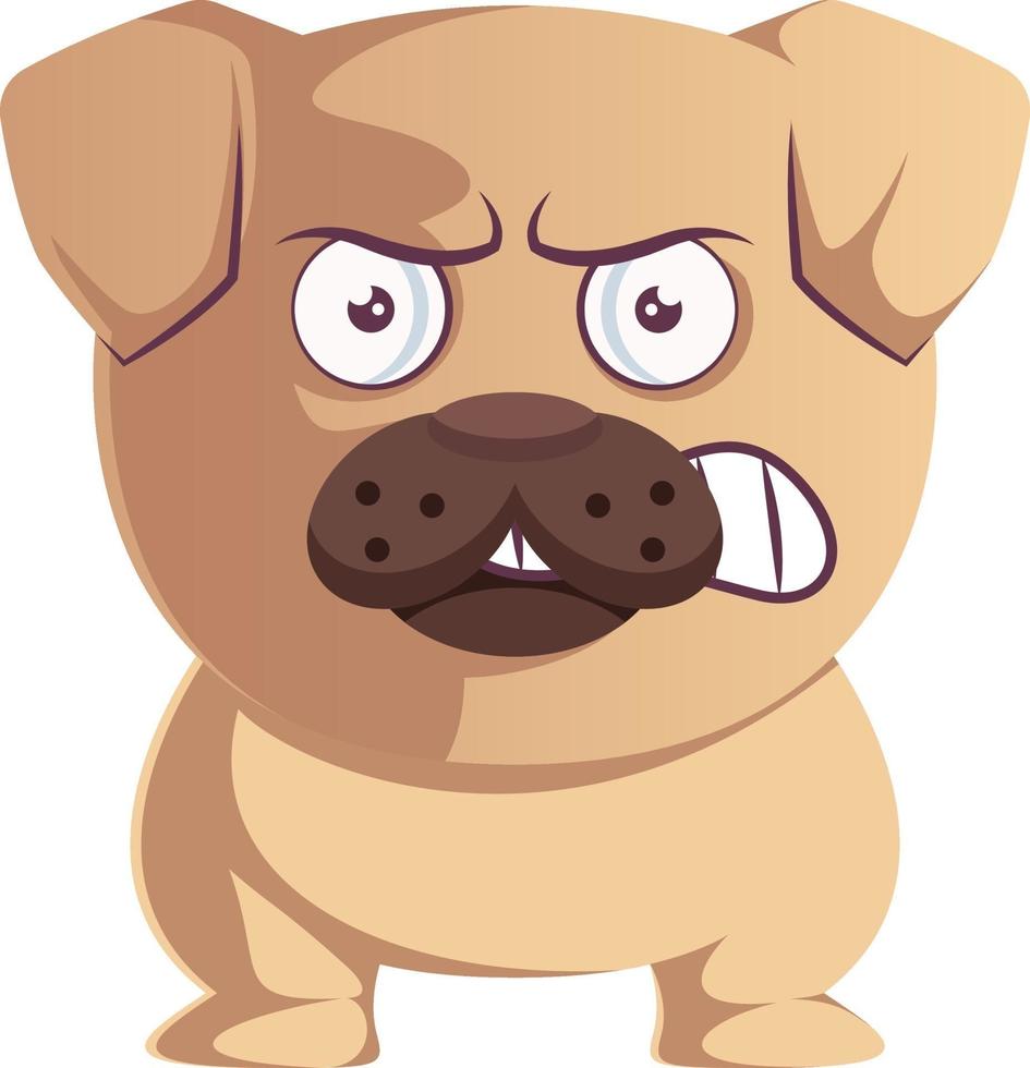 Pug loco, ilustración, vector sobre fondo blanco.