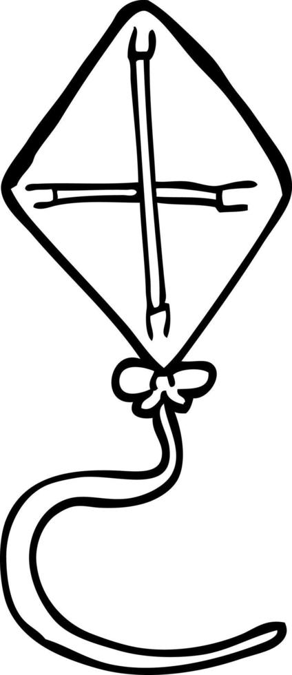 black and white cartoon kite vector