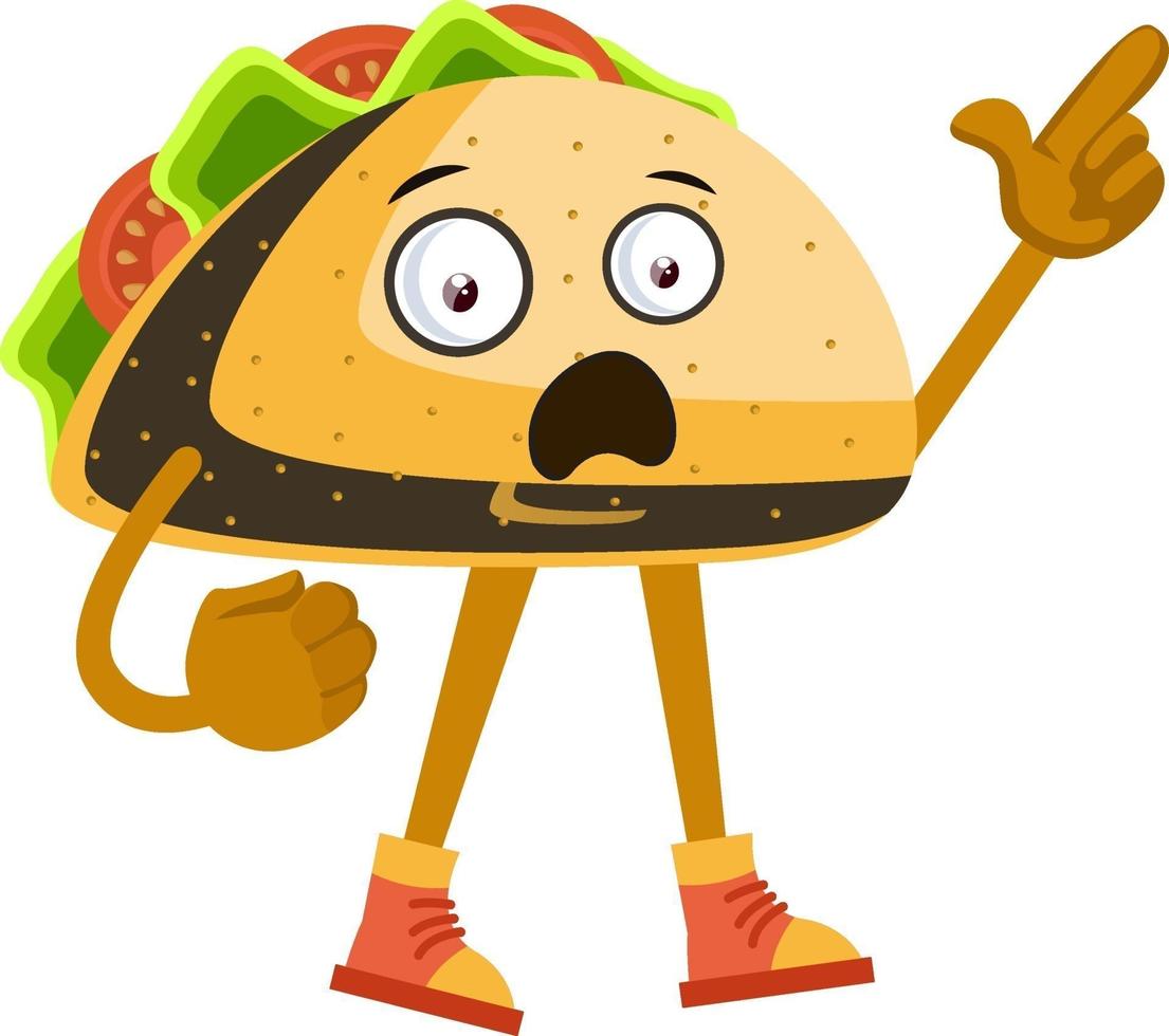 Taco showing, illustration, vector on white background.