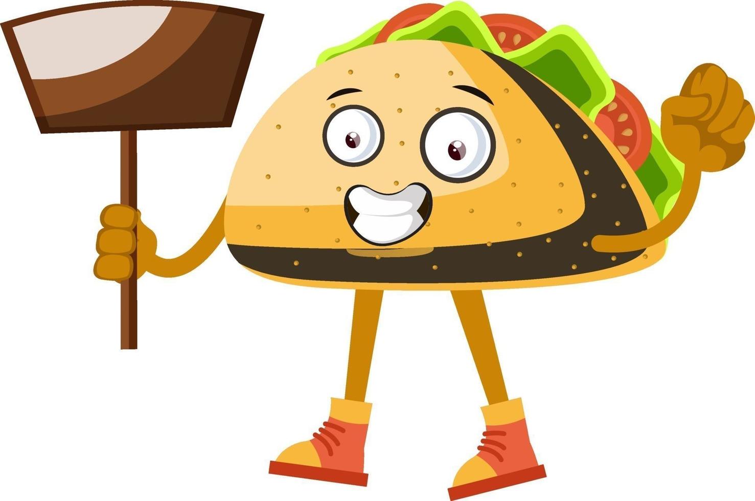 Taco with dust pan, illustration, vector on white background.