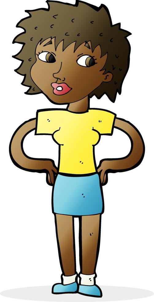 cartoon woman with hands on hips vector