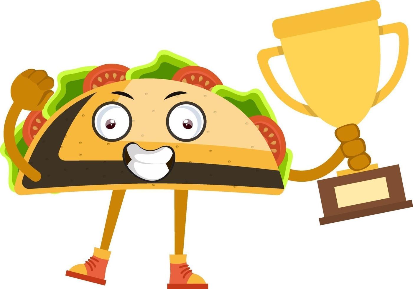 Taco with trophy, illustration, vector on white background.