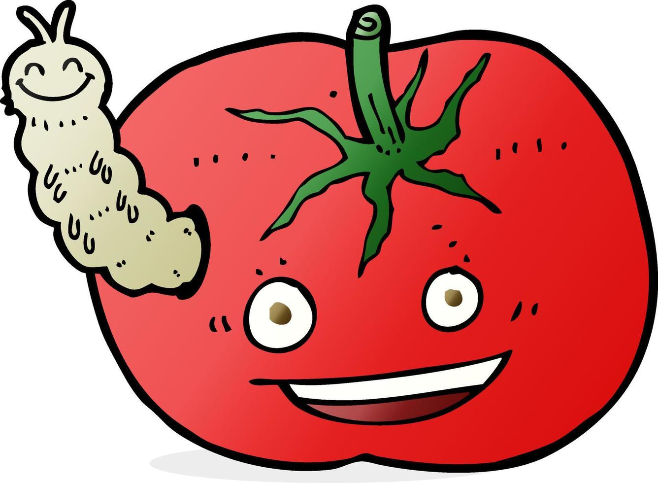 cartoon tomato with bug vector