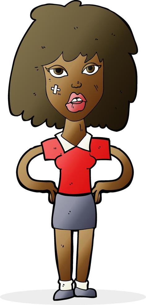 mujer dura de dibujos animados vector