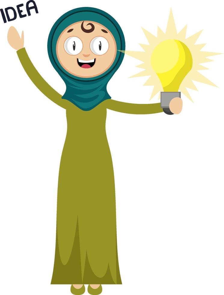 Woman with idea, illustration, vector on white background.