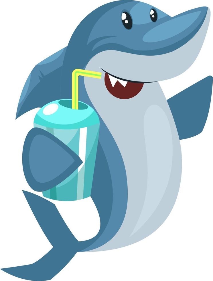 Shark with water, illustration, vector on white background.