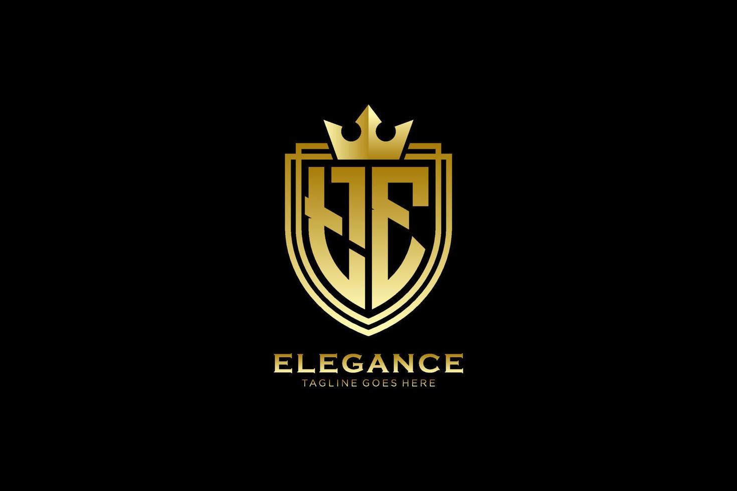 initial TE elegant luxury monogram logo or badge template with scrolls and royal crown - perfect for luxurious branding projects vector