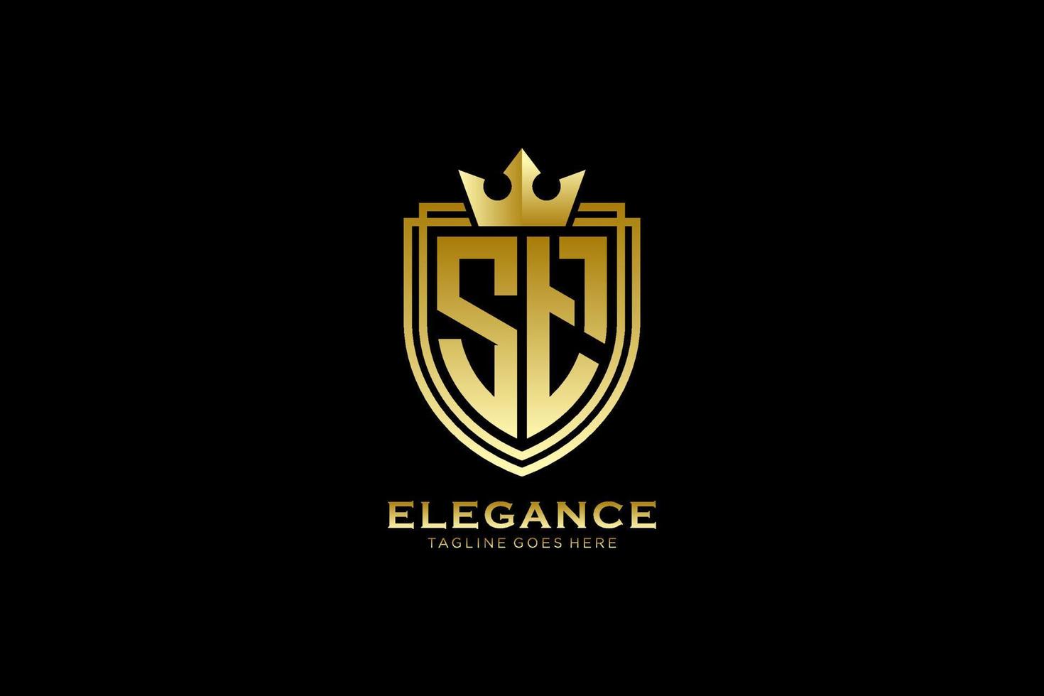 logotipo de monograma de lujo inicial elegante o plantilla de placa con pergaminos y corona real - perfecto para proyectos de marca de lujo vector