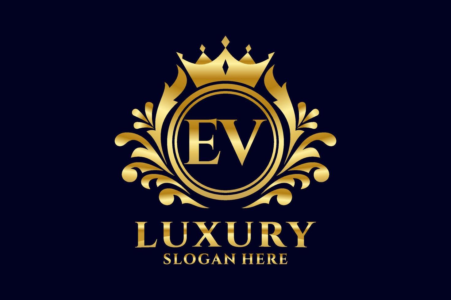 Initial EV Letter Royal Luxury Logo template in vector art for luxurious branding projects and other vector illustration.