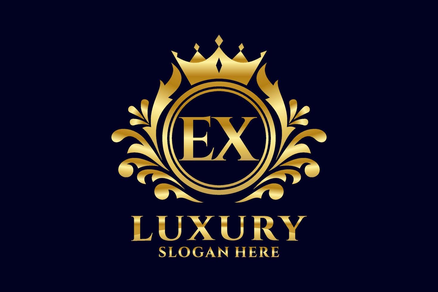 Initial EX Letter Royal Luxury Logo template in vector art for luxurious branding projects and other vector illustration.