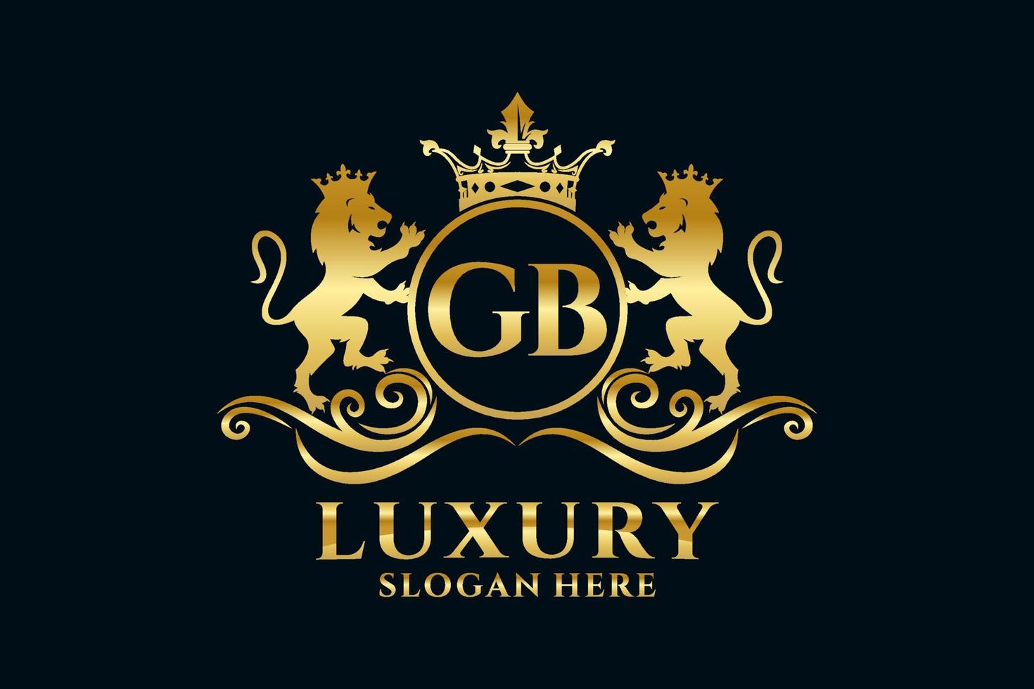 Initial GB Letter Lion Royal Luxury Logo template in vector art for luxurious branding projects and other vector illustration.