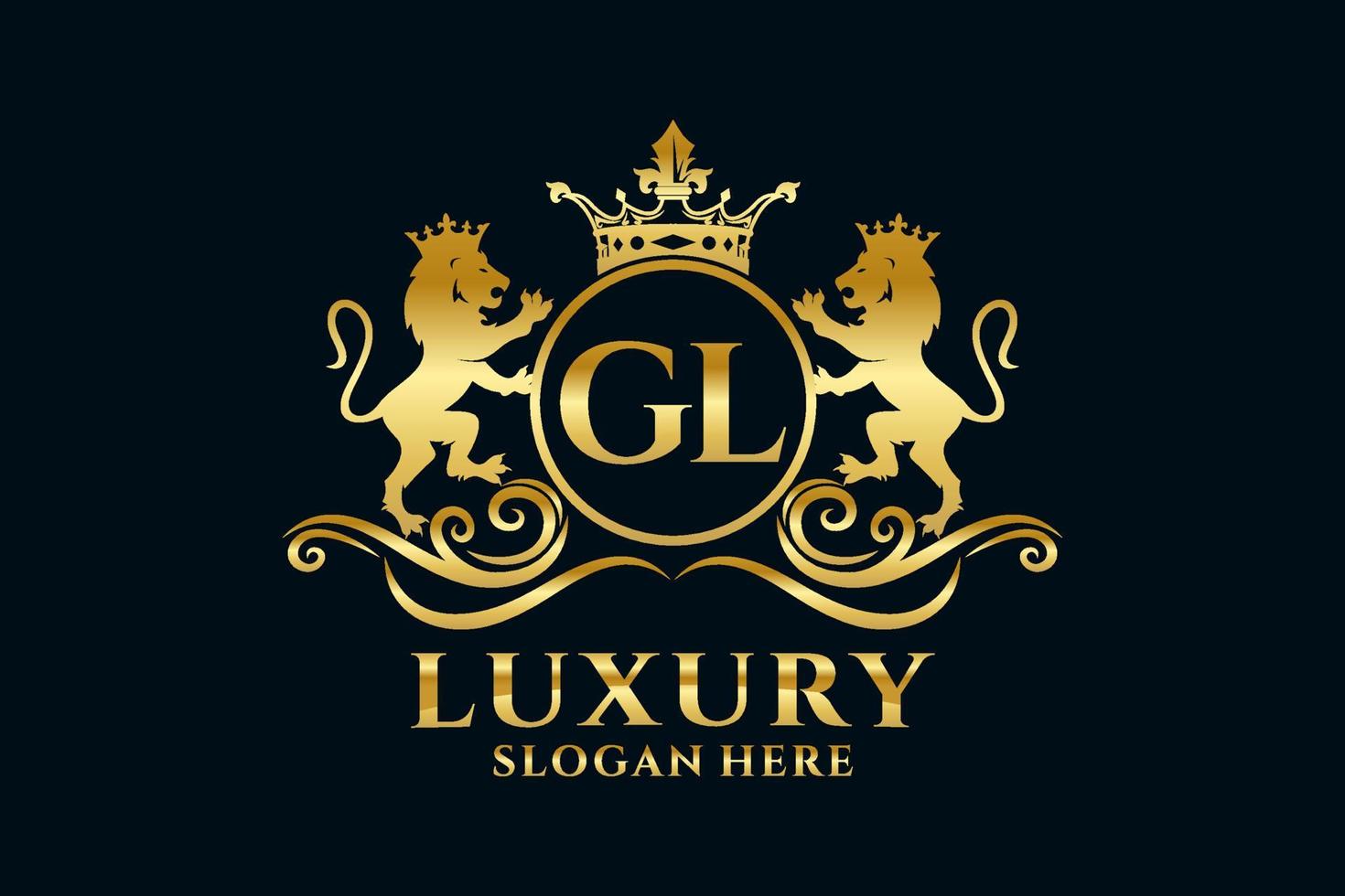 Initial GL Letter Lion Royal Luxury Logo template in vector art for luxurious branding projects and other vector illustration.