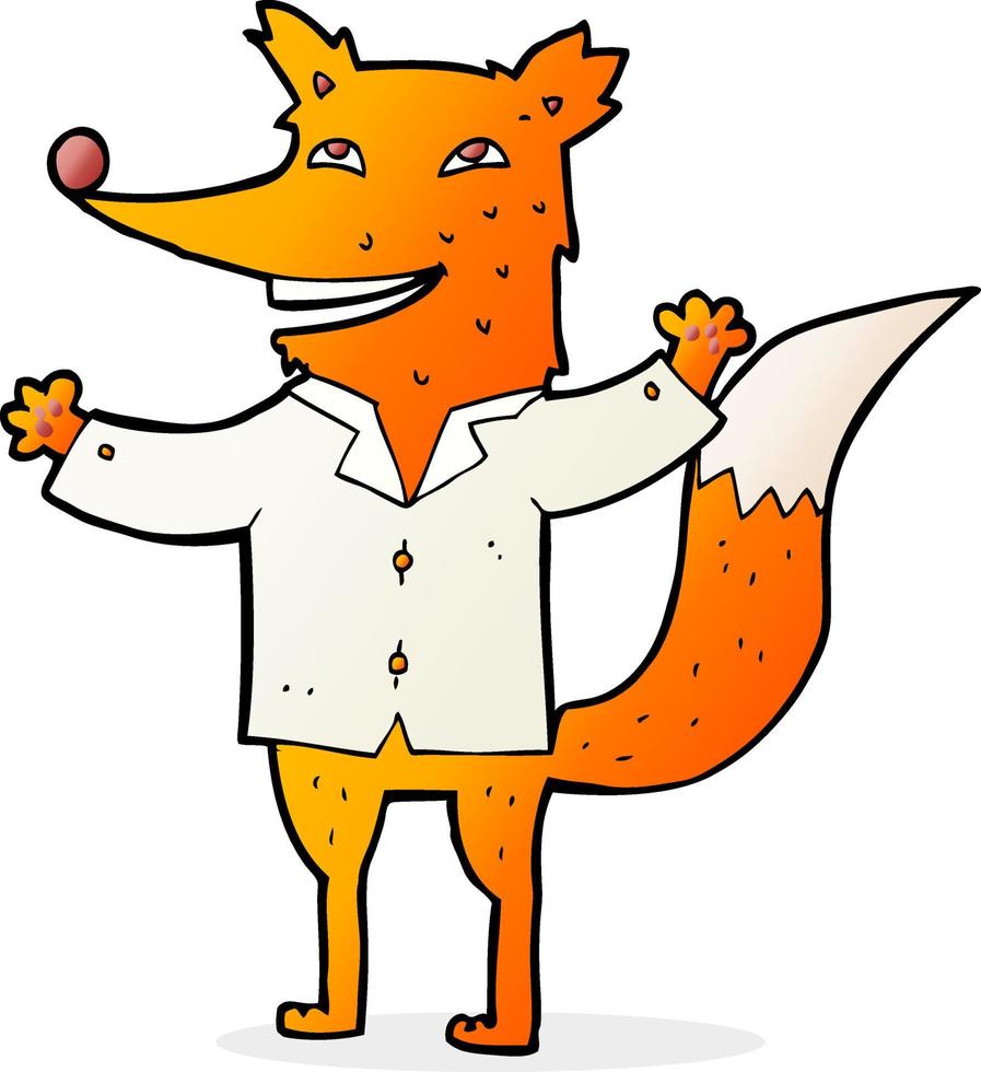 cartoon happy fox wearing shirt vector