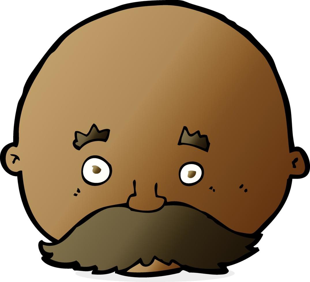 cartoon bald man with mustache vector