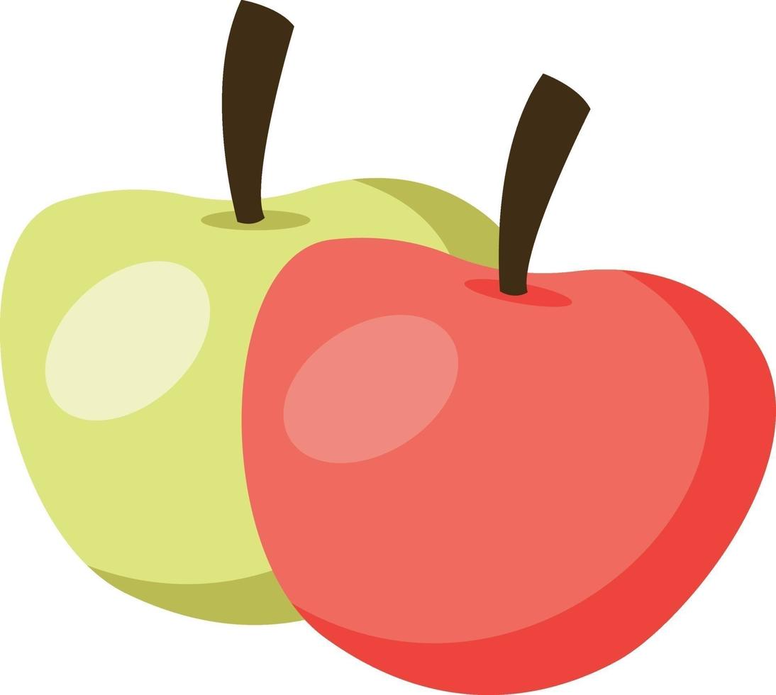 manzana roja y verde, ilustración, vector sobre fondo blanco