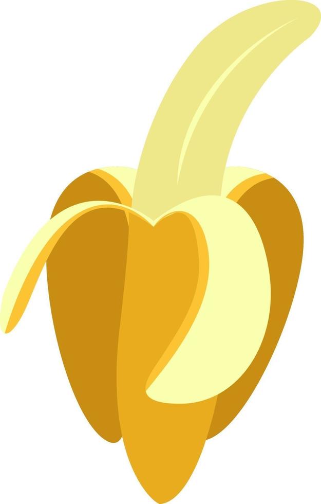 Peeled banana, illustration, vector on white background