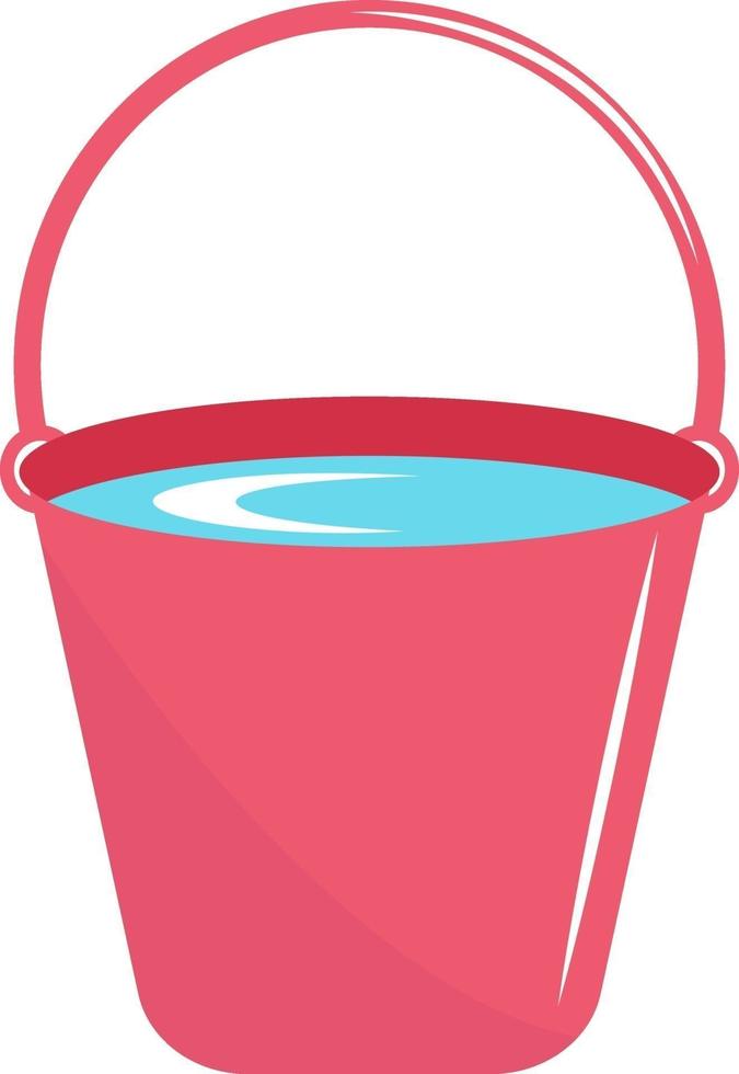 Balde con agua, ilustración, vector sobre fondo blanco.