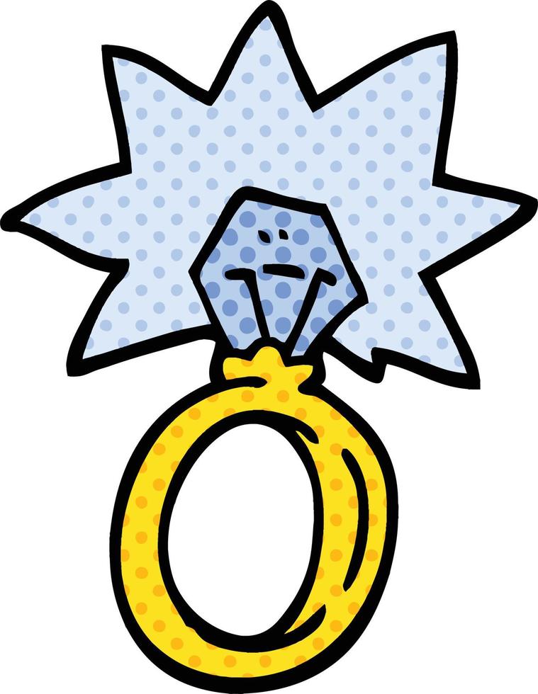 comic book style cartoon engagement ring vector