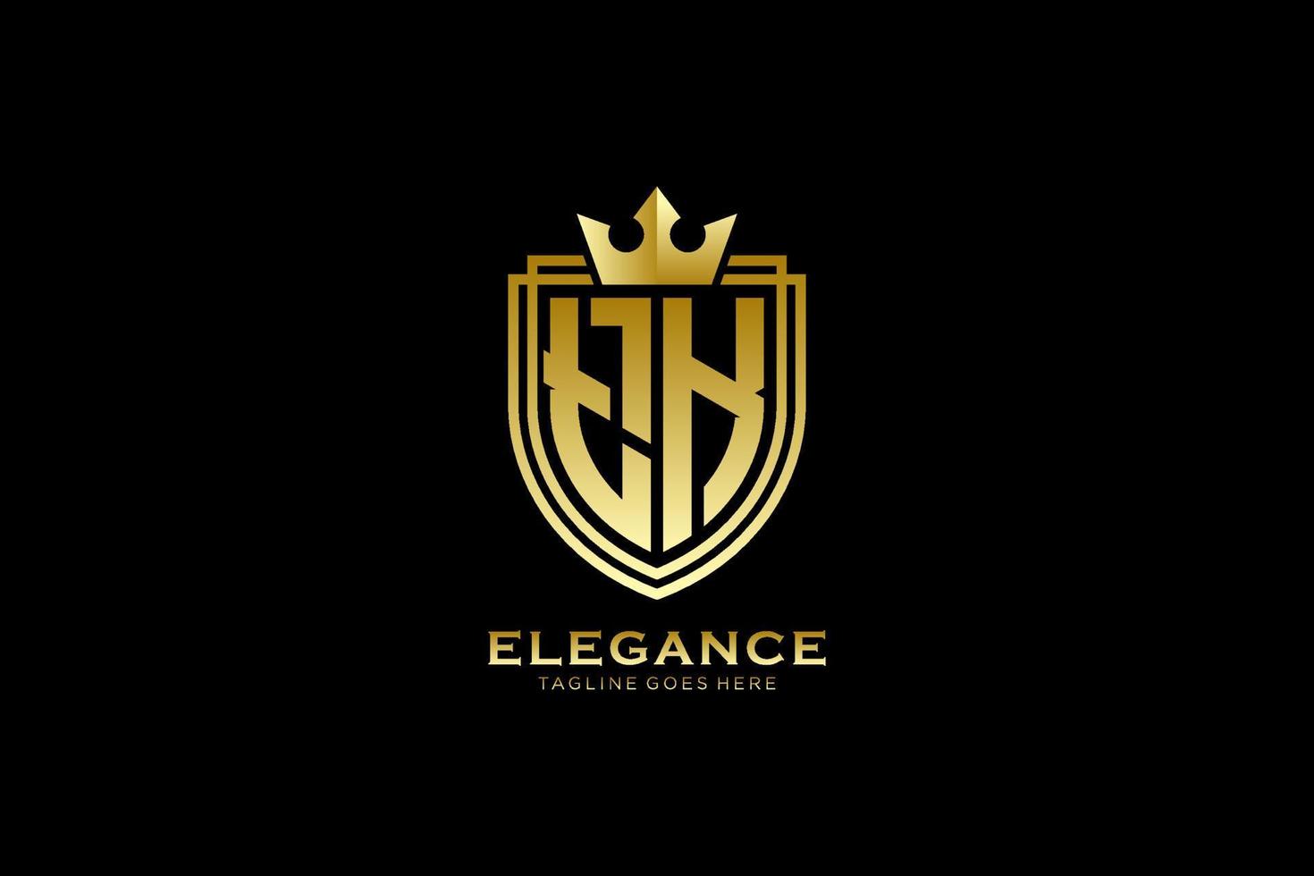 initial TK elegant luxury monogram logo or badge template with scrolls and royal crown - perfect for luxurious branding projects vector