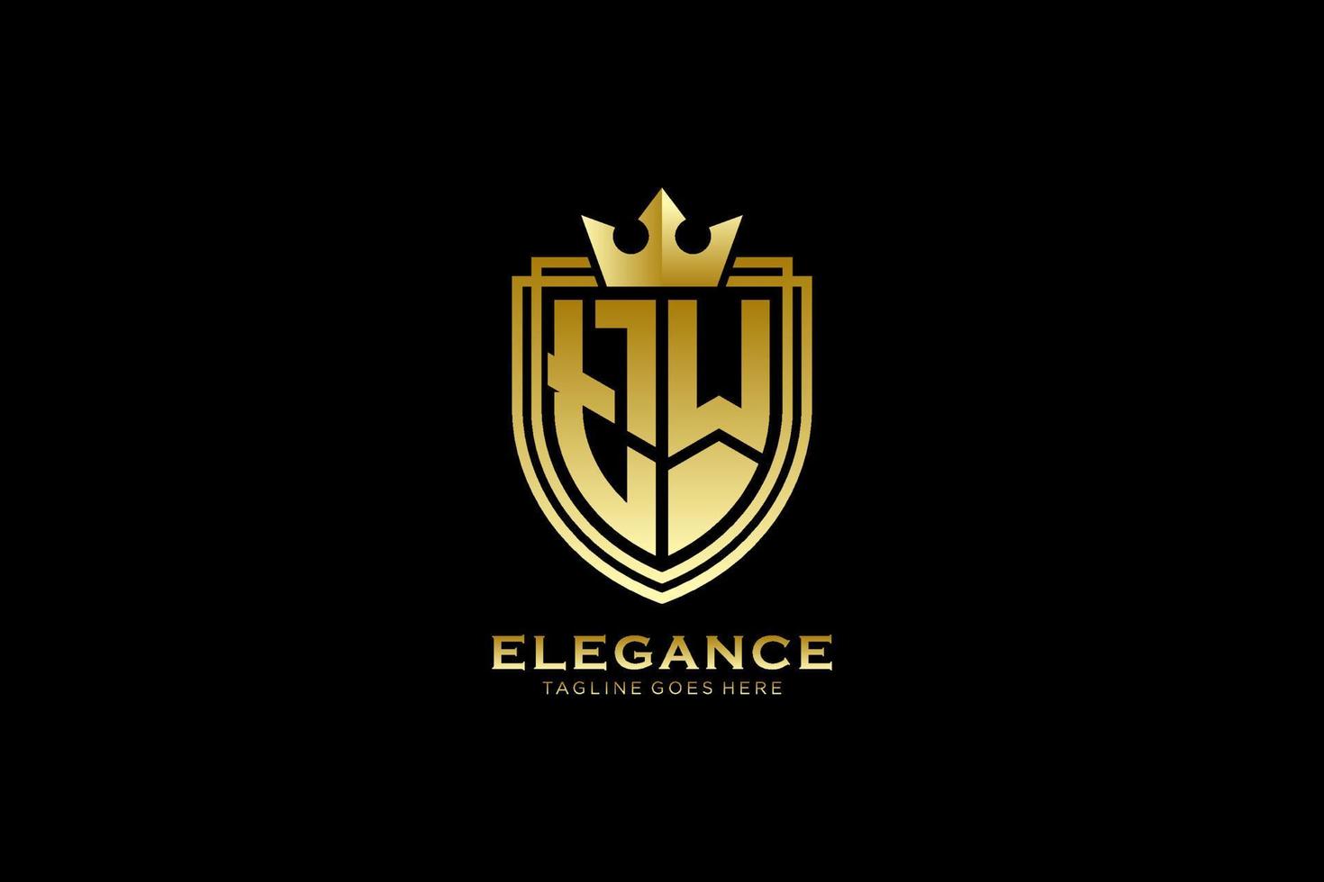 plantilla de insignia o logotipo de monograma de lujo elegante inicial tw con pergaminos y corona real - perfecto para proyectos de marca de lujo vector