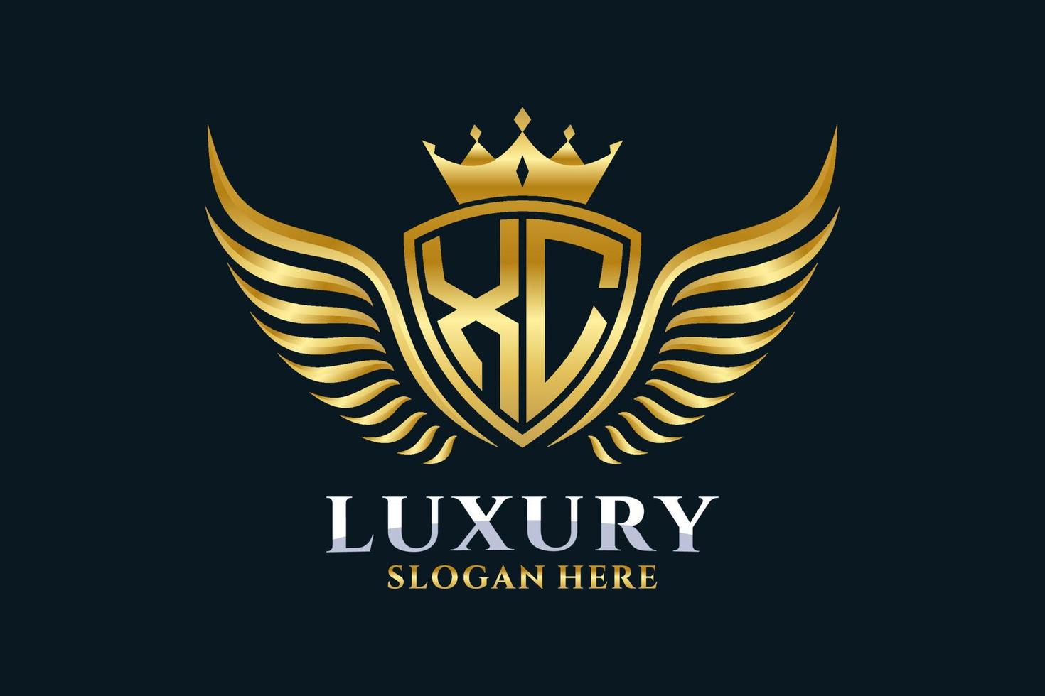 Luxury royal wing Letter XC crest Gold color Logo vector, Victory logo, crest logo, wing logo, vector logo template.