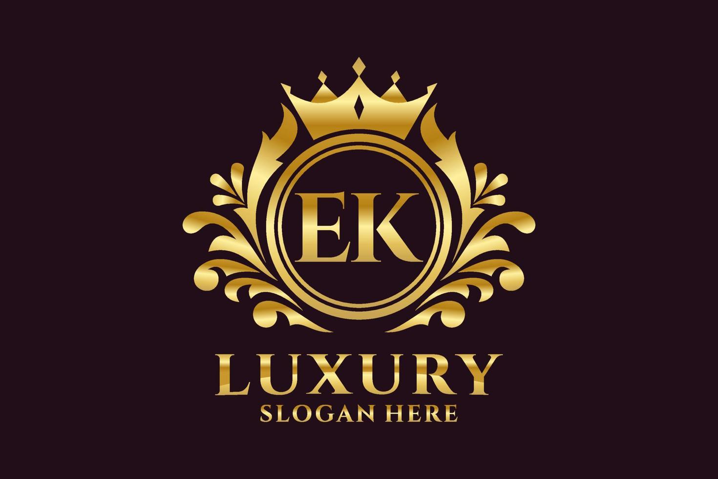 Initial EK Letter Royal Luxury Logo template in vector art for luxurious branding projects and other vector illustration.