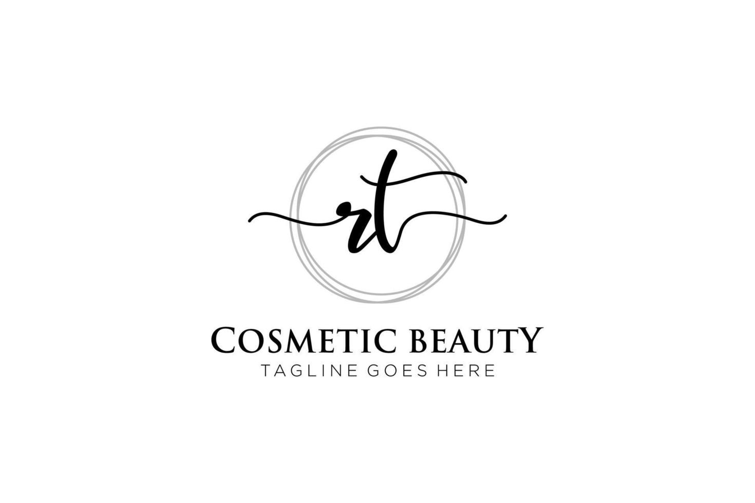 initial RT Feminine logo beauty monogram and elegant logo design, handwriting logo of initial signature, wedding, fashion, floral and botanical with creative template. vector