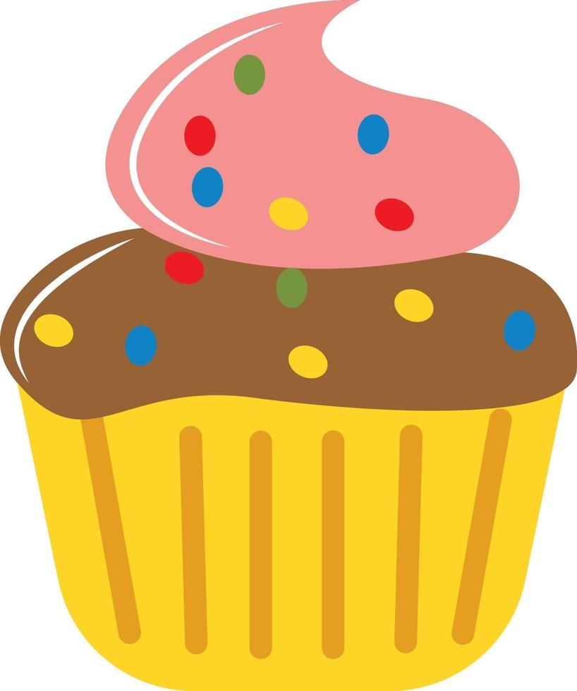Cupcake, illustration, vector on white background