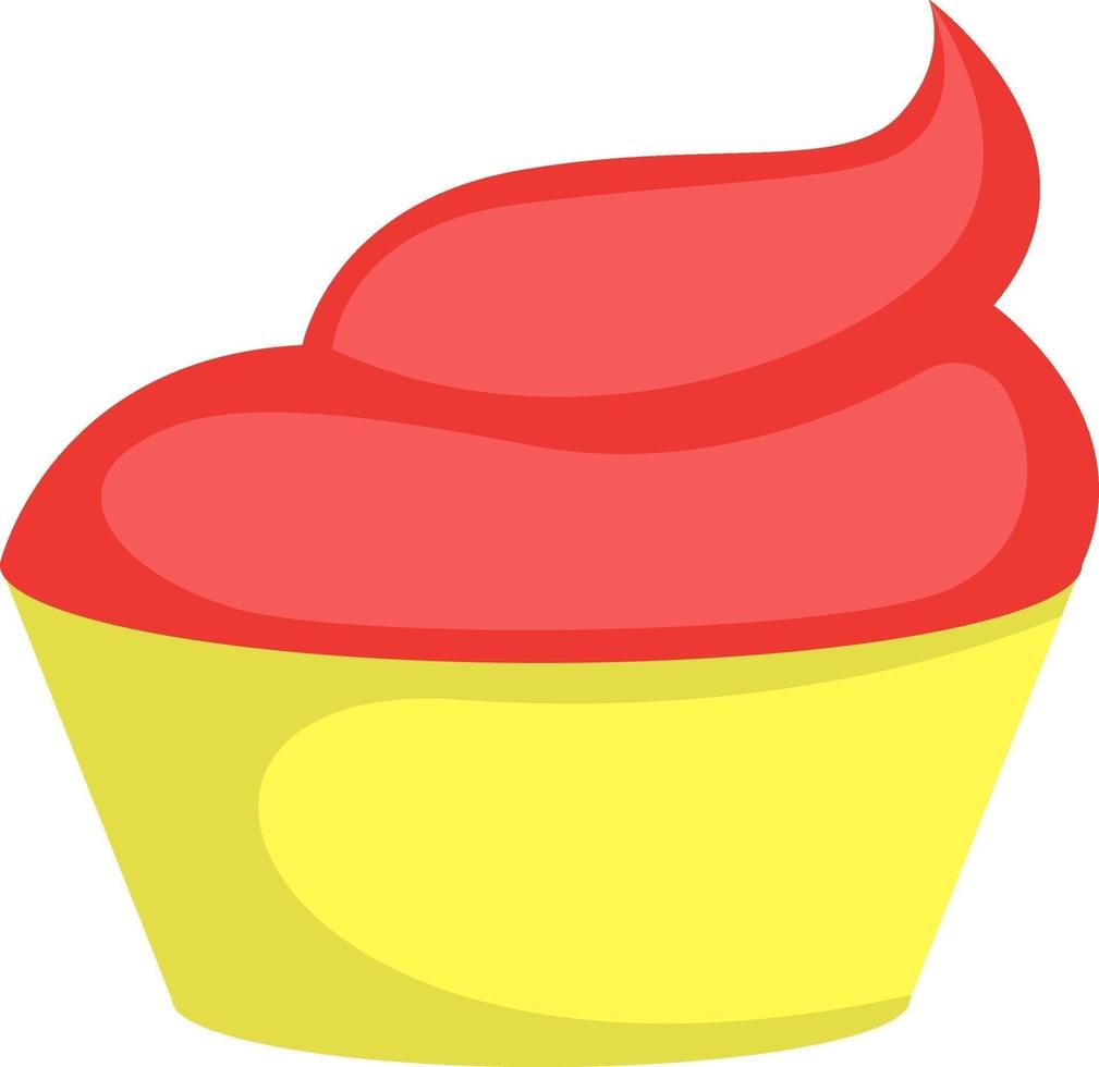 Red cupcake, illustration, vector on white background