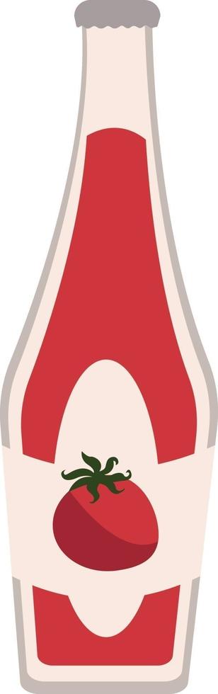 Salsa de tomate en botella, ilustración, vector sobre fondo blanco